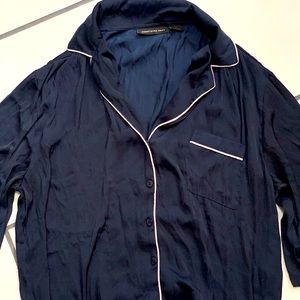 Something Navy Silk Button Down